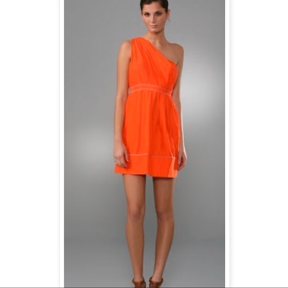 Thread Social One Shoulder Orange Silk Dre…